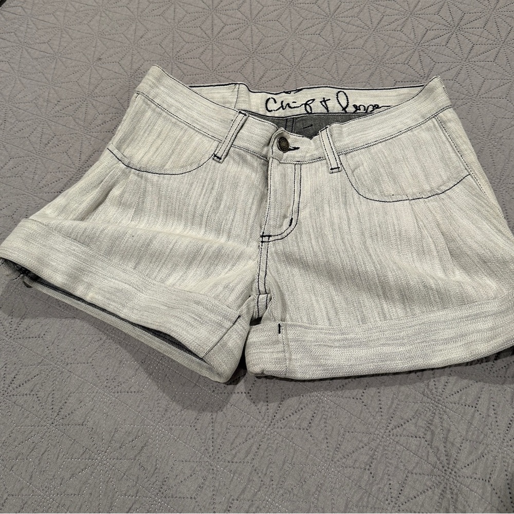 Chip and pepper denim shorts